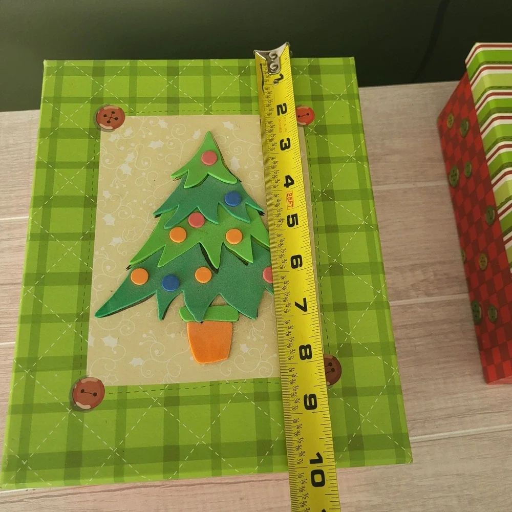 2 Christmas Gift Giving Decorative 3D Boxes Sturdy Holidays